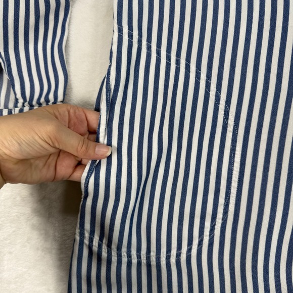 Tommy Bahama‎ Shirt Dress Striped Fringe Hem Roll Tab Sleeve Casual S/P - Picture 4 of 11